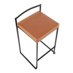 Taburetes Fuji Stacker a la altura de la barra, metal negro/PU color camel