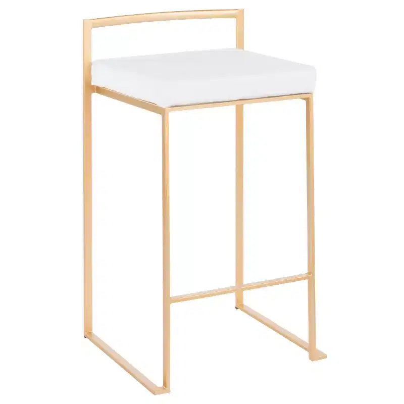 Taburetes Fuji apilables blancos: tapizado de terciopelo, estructura dorada