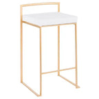 Taburetes Fuji apilables blancos: tapizado de terciopelo, estructura dorada