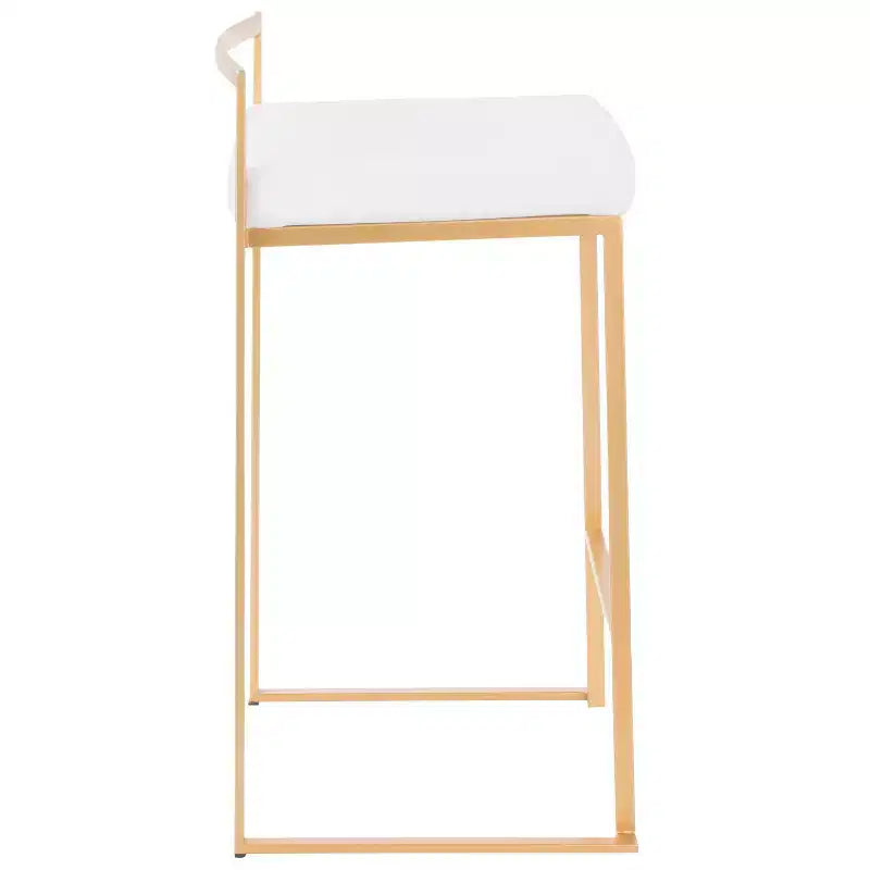 Taburetes Fuji apilables blancos: tapizado de terciopelo, estructura dorada