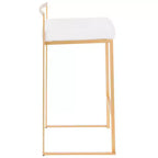 Taburetes Fuji apilables blancos: tapizado de terciopelo, estructura dorada