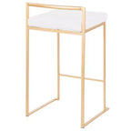Taburetes Fuji apilables blancos: tapizado de terciopelo, estructura dorada