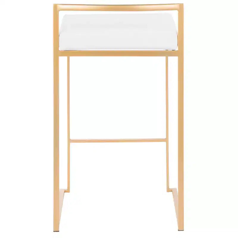 Taburetes Fuji apilables blancos: tapizado de terciopelo, estructura dorada
