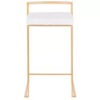 Taburetes Fuji apilables blancos: tapizado de terciopelo, estructura dorada