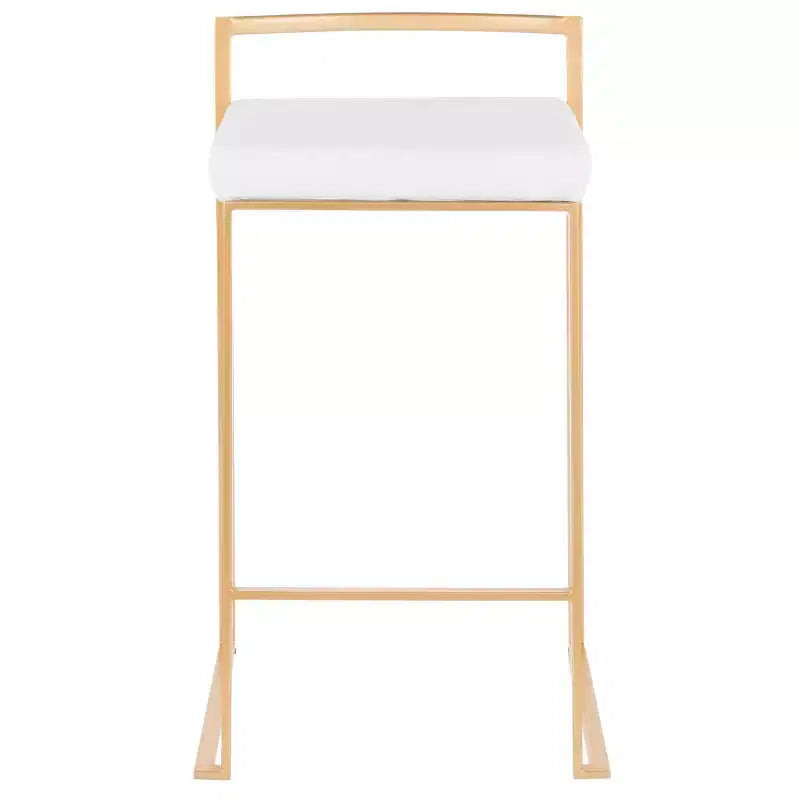 Taburetes Fuji apilables blancos: tapizado de terciopelo, estructura dorada