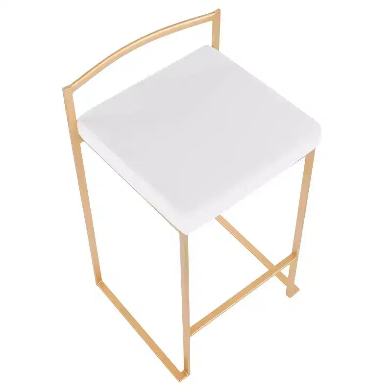 Taburetes Fuji apilables blancos: tapizado de terciopelo, estructura dorada