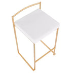 Taburetes Fuji apilables blancos: tapizado de terciopelo, estructura dorada