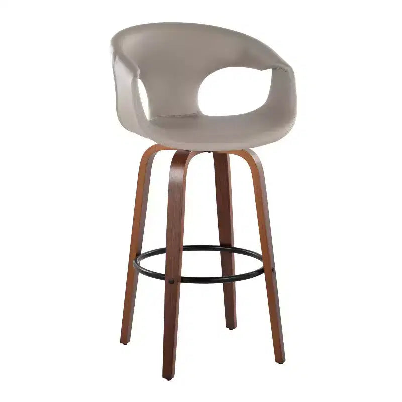Taburetes Curva Madera Nogal/PU Gris Claro