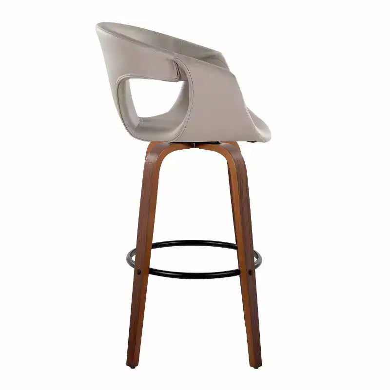 Taburetes Curva Madera Nogal/PU Gris Claro