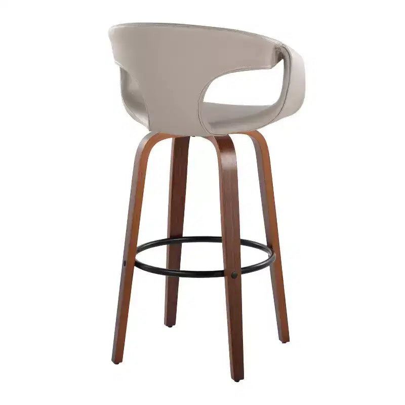 Taburetes Curva Madera Nogal/PU Gris Claro