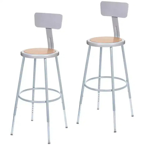 Hampden Furnishings 2pk 25"-33" Adjustable Heavy Duty Steel Barstool with Backrest Gray