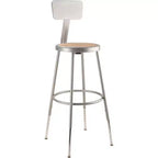Paquete de 2 taburetes de bar de acero resistente, ajustables de 63,5 a 83,8 cm, con respaldo, gris