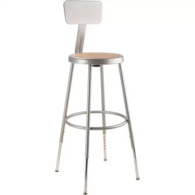 Paquete de 2 taburetes de bar de acero resistente, ajustables de 63,5 a 83,8 cm, con respaldo, gris
