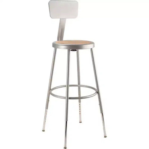 Paquete de 2 taburetes de bar de acero resistente, ajustables de 63,5 a 83,8 cm, con respaldo, gris