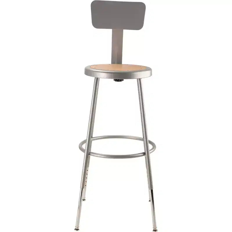 Paquete de 2 taburetes de bar de acero resistente, ajustables de 63,5 a 83,8 cm, con respaldo, gris