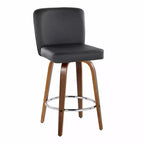 Taburetes de barra Henry de altura de mostrador Madera de nogal/PU negro