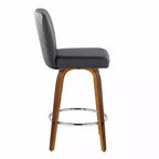 Taburetes de barra Henry de altura de mostrador Madera de nogal/PU negro