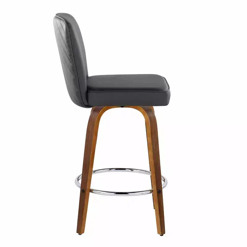 Taburetes de barra Henry de altura de mostrador Madera de nogal/PU negro