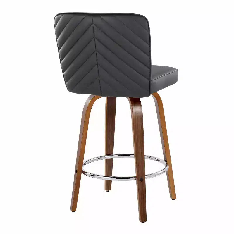 Taburetes de barra Henry de altura de mostrador Madera de nogal/PU negro