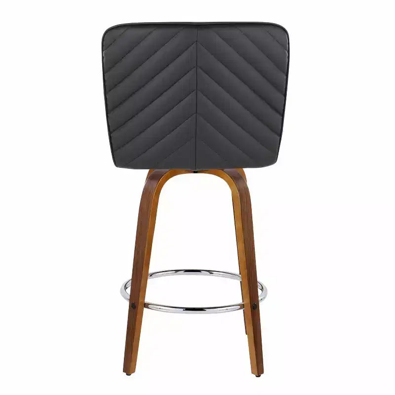 Taburetes de barra Henry de altura de mostrador Madera de nogal/PU negro