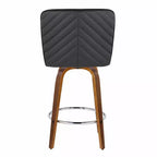 Taburetes de barra Henry de altura de mostrador Madera de nogal/PU negro
