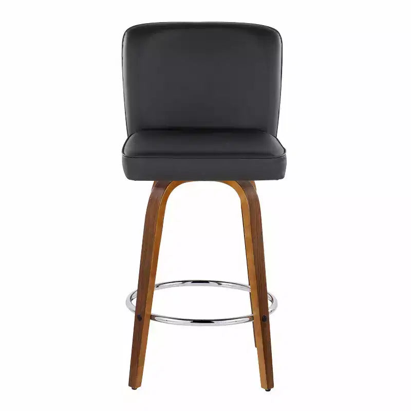 Taburetes de barra Henry de altura de mostrador Madera de nogal/PU negro