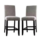 Set of 2 Norelo 25" Upholstered Counter Height Barstools Light Gray - HOMES: Inside + Out: Transitional Style, Footrest