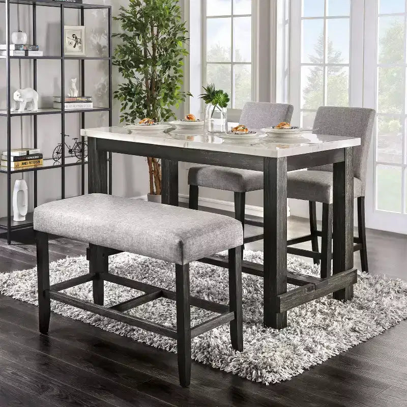Taburetes de bar tapizados Norelo de 25" para encimera, gris claro: Estilo de transición, reposapiés