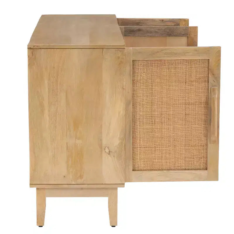 Mueble de caña Gordon de 3 puertas, color natural