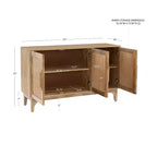 Mueble de caña Gordon de 3 puertas, color natural