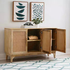 Mueble de caña Gordon de 3 puertas, color natural