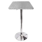 Adjustable Bar Height Table Metal/Silver - LumiSource: Hydraulic, Swirl Pattern, Pub Style, Stainless Top