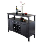 Jasper Buffet Madera/Negro: Aparador Consola Moderno, 2 Estantes Fijos, 1 Cajón, Capacidad para 12 Botellas