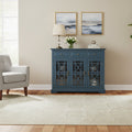Stylecraft Archer Ridge Sideboard Dark Blue: Nautical Coastal Beach Style, Glass Doors, Fixed Shelves, No Assembly Required