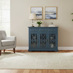 Stylecraft Archer Ridge Sideboard Dark Blue: Nautical Coastal Beach Style, Glass Doors, Fixed Shelves, No Assembly Required