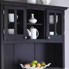 Aparadores tipo bufé de 72.25" con cubierta de acero inoxidable y vitrina (negro)