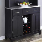 Aparadores tipo bufé de 72.25" con cubierta de acero inoxidable y vitrina (negro)