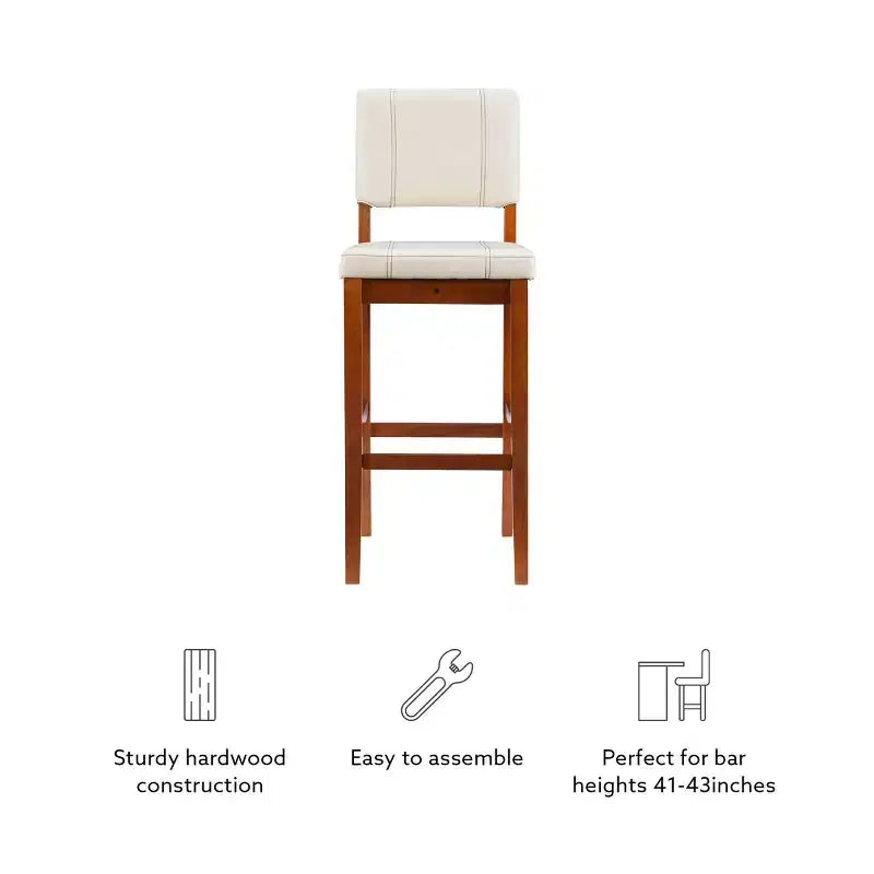 Taburete acolchado Milano con asiento y respaldo tapizados