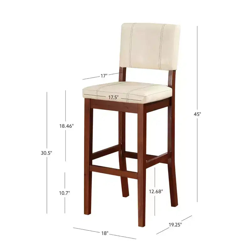 Taburete acolchado Milano con asiento y respaldo tapizados