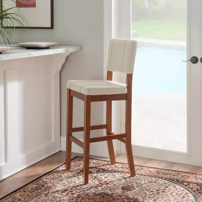 Taburete acolchado Milano con asiento y respaldo tapizados