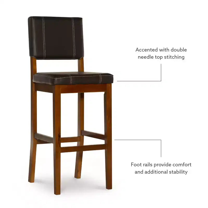 Taburete acolchado Milano con asiento y respaldo tapizados