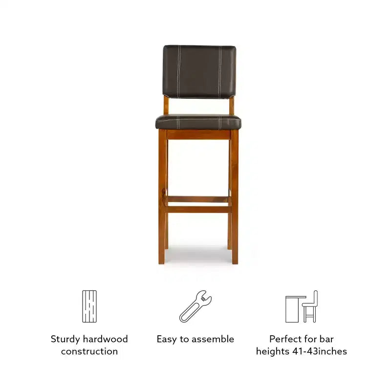 Taburete acolchado Milano con asiento y respaldo tapizados