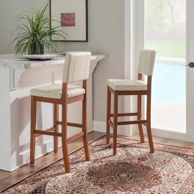 Taburete acolchado Milano con asiento y respaldo tapizados