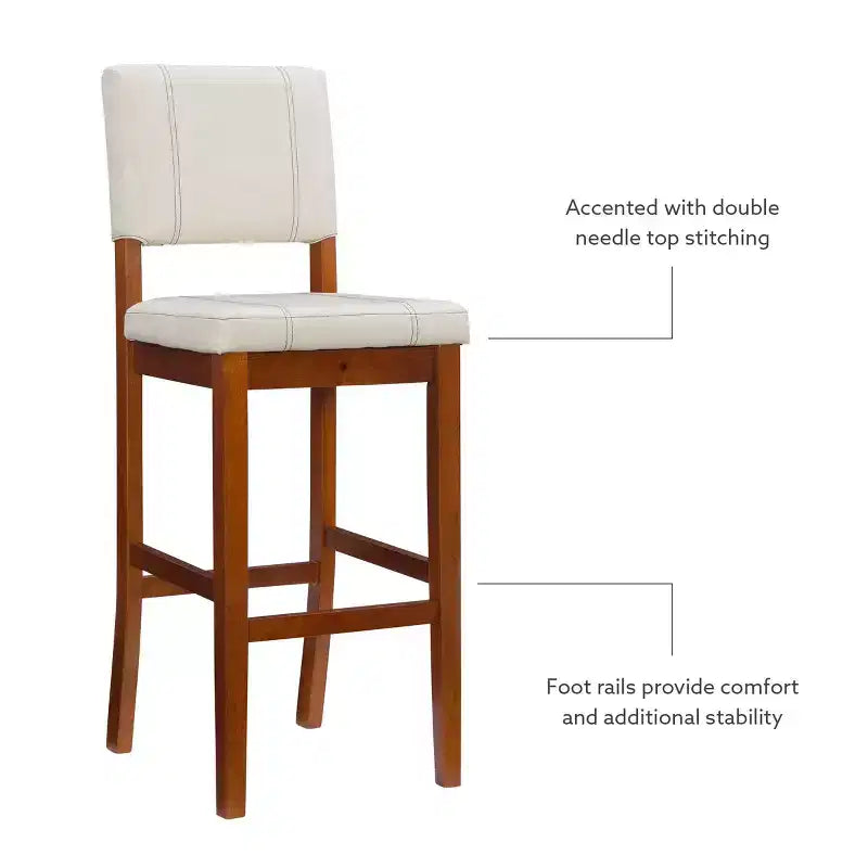 Taburete acolchado Milano con asiento y respaldo tapizados