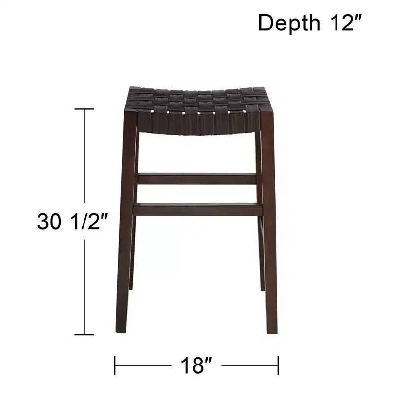Taburete de bar alto de cuero marrón de 30 1/2