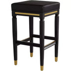 55 Downing Street Jaxon Black Wood Bar Stool 31 1/4 High Modern Black Faux Leather Cushion with Footrest for Kitchen Counter Height Island Shed House