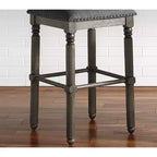 Taburete Arnhem de altura de mostrador tapizado en gris y madera