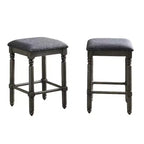 Taburete Arnhem de altura de mostrador tapizado en gris y madera