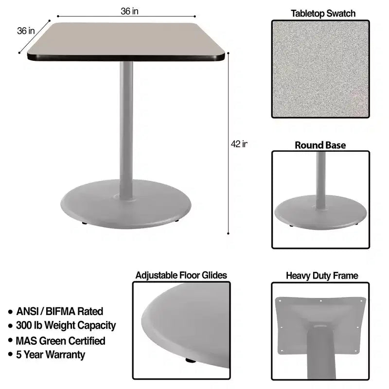 Mesa cuadrada de altura de barra de comedor de 42" de la colección Bennet