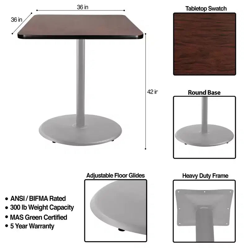 Mesa cuadrada de altura de barra de comedor de 42" de la colección Bennet